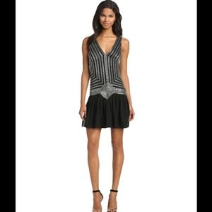 NWT Parker Black Beaded Flapper Dress Silk